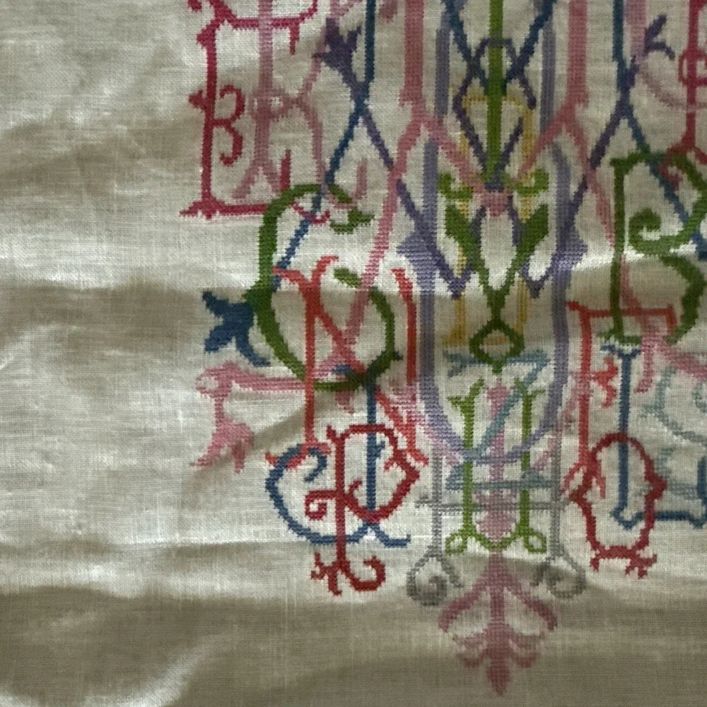 Posy Collection Alphabet Quilt Monogram counted cross stitch Completed 12x7.5